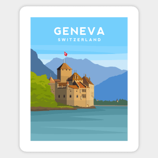 Lake Geneva, Switzerland - Chillon Castle Sticker